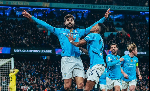 Imágenes de la cuenta de "X" del Manchester City en su partido de Champions League