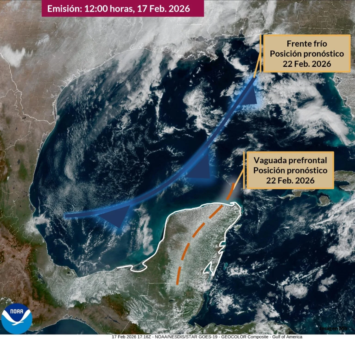 Nuevo frente frío llegará a Yucatán este 22 de febrero; prevén evento norte, lluvias y descenso de temperaturas: Procivy
